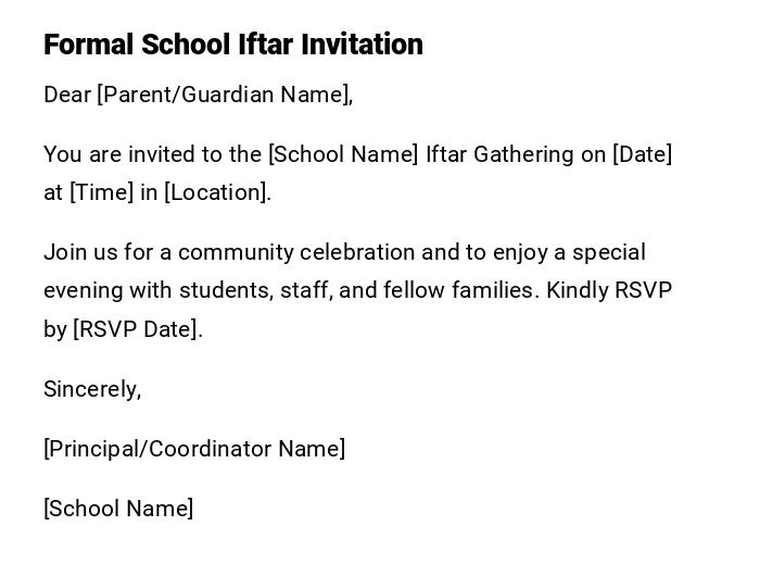 Formal School Iftar Invitation