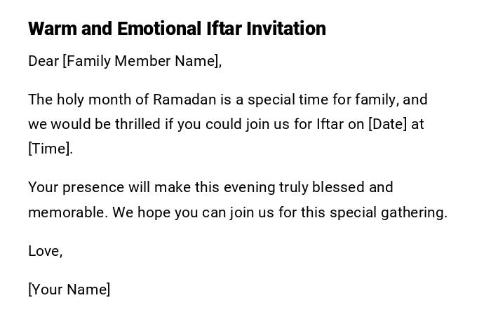 Warm and Emotional Iftar Invitation