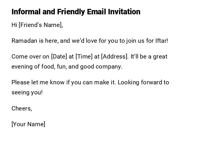 Informal and Friendly Email Invitation