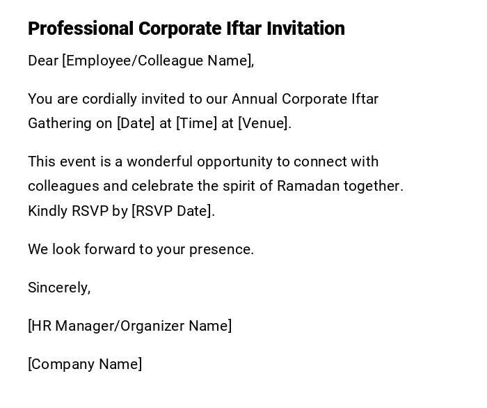 Professional Corporate Iftar Invitation