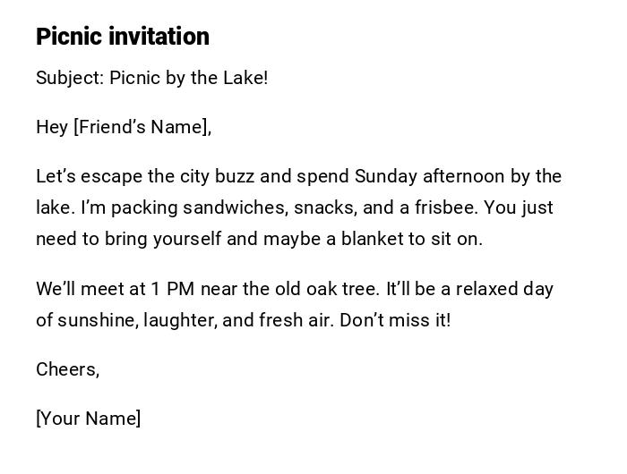 Picnic invitation Picnic invitation