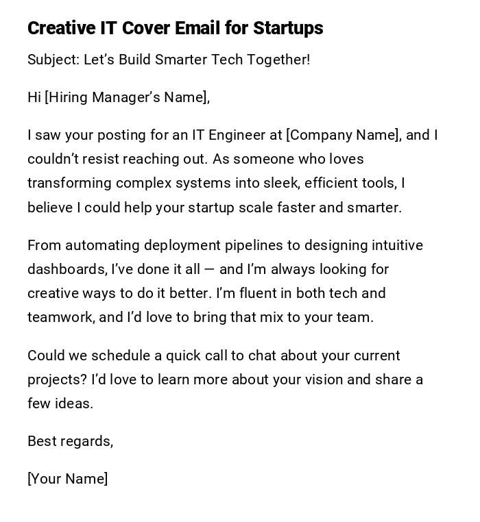 Creative IT Cover Email for Startups Creative IT Cover Email for Startups