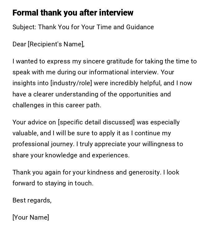 Formal thank you after interview Formal thank you after interview