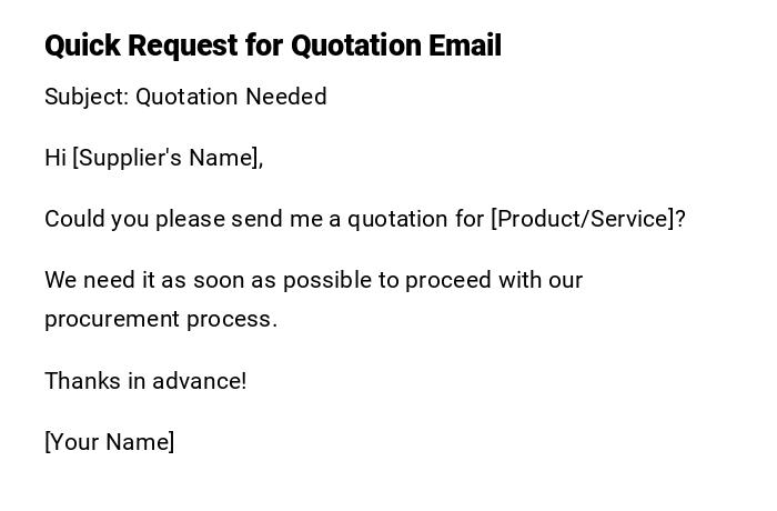 Quick Request for Quotation Email