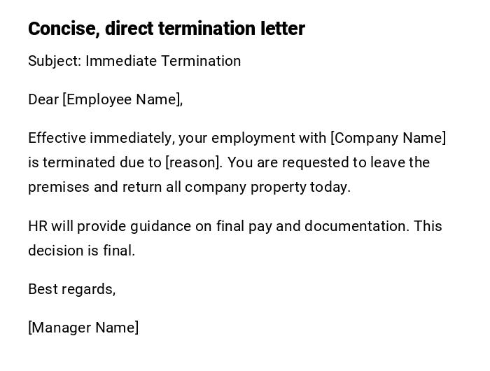 Concise, direct termination letter Concise, direct termination letter