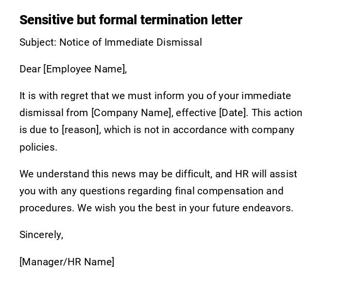 Sensitive but formal termination letter Sensitive but formal termination letter