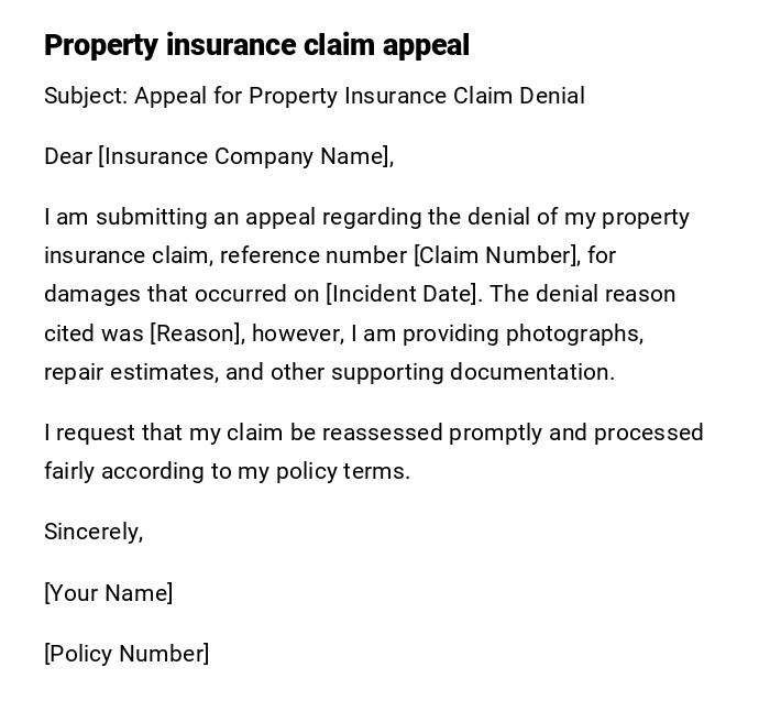Property insurance claim appeal Property insurance claim appeal