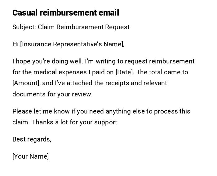 Casual reimbursement email