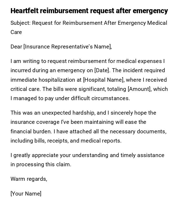 Heartfelt reimbursement request after emergency