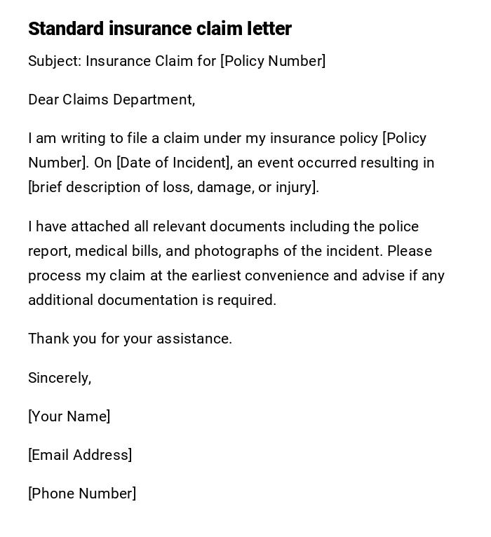 Standard insurance claim letter Standard insurance claim letter