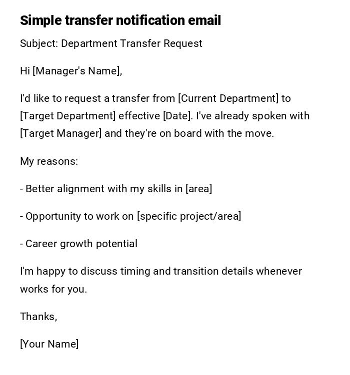 Simple transfer notification email Simple transfer notification email
