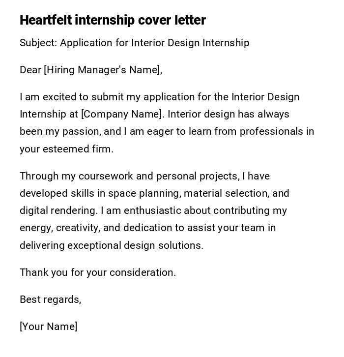 Heartfelt internship cover letter Heartfelt internship cover letter