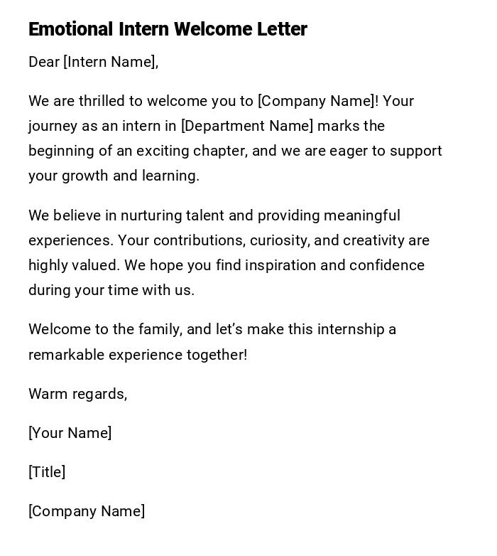 Emotional Intern Welcome Letter Emotional Intern Welcome Letter