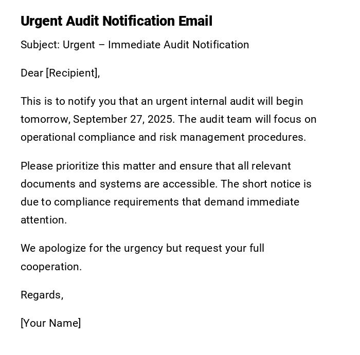 Urgent Audit Notification Email