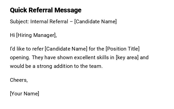 Quick Referral Message Quick Referral Message