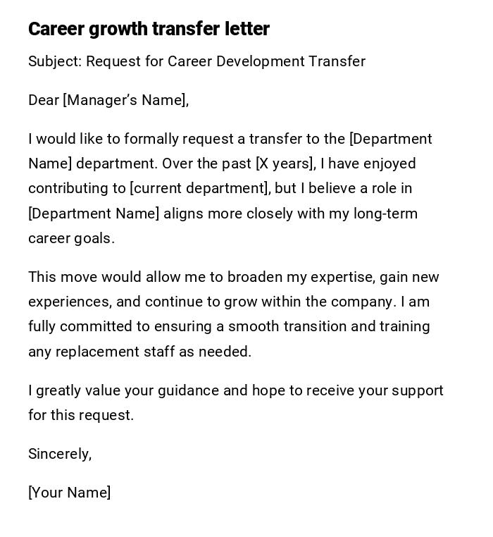 Career growth transfer letter Career growth transfer letter