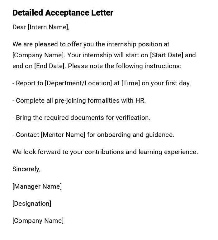Detailed Acceptance Letter