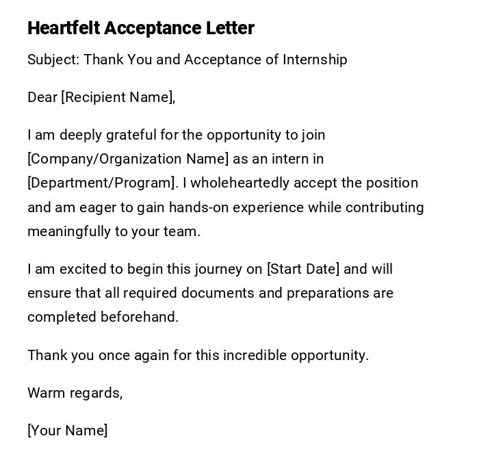 Heartfelt Acceptance Letter Heartfelt Acceptance Letter