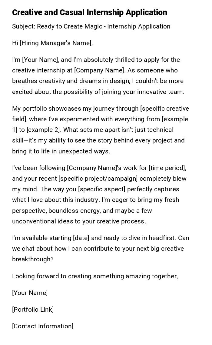 Creative and Casual Internship Application