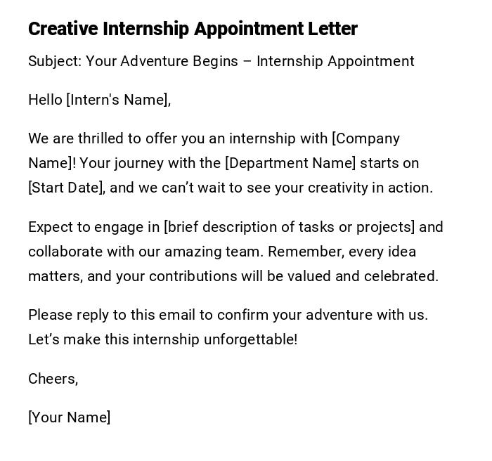 Creative Internship Appointment Letter Creative Internship Appointment Letter
