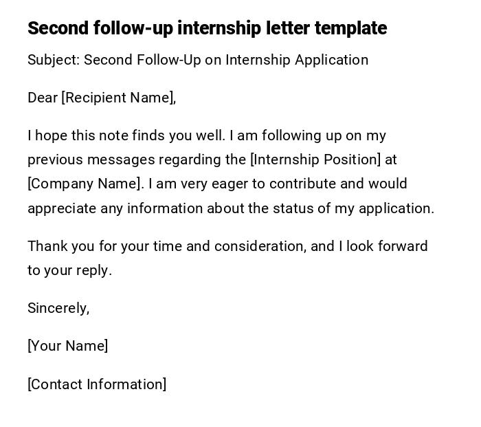 Second follow-up internship letter template