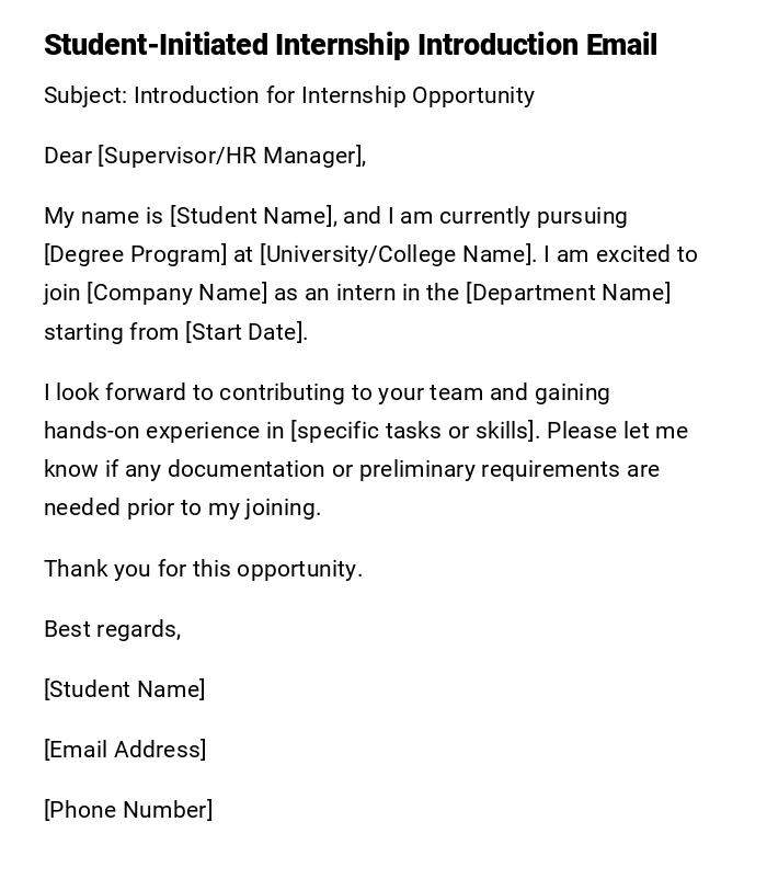 Student-Initiated Internship Introduction Email Student-Initiated Internship Introduction Email