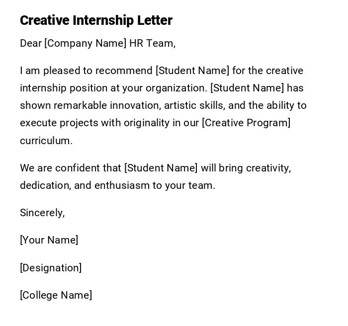 Creative Internship Letter Creative Internship Letter