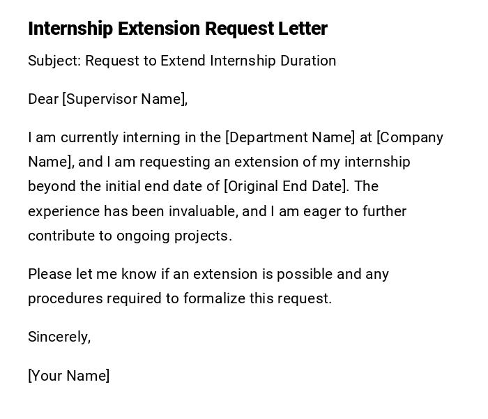 Internship Extension Request Letter Internship Extension Request Letter