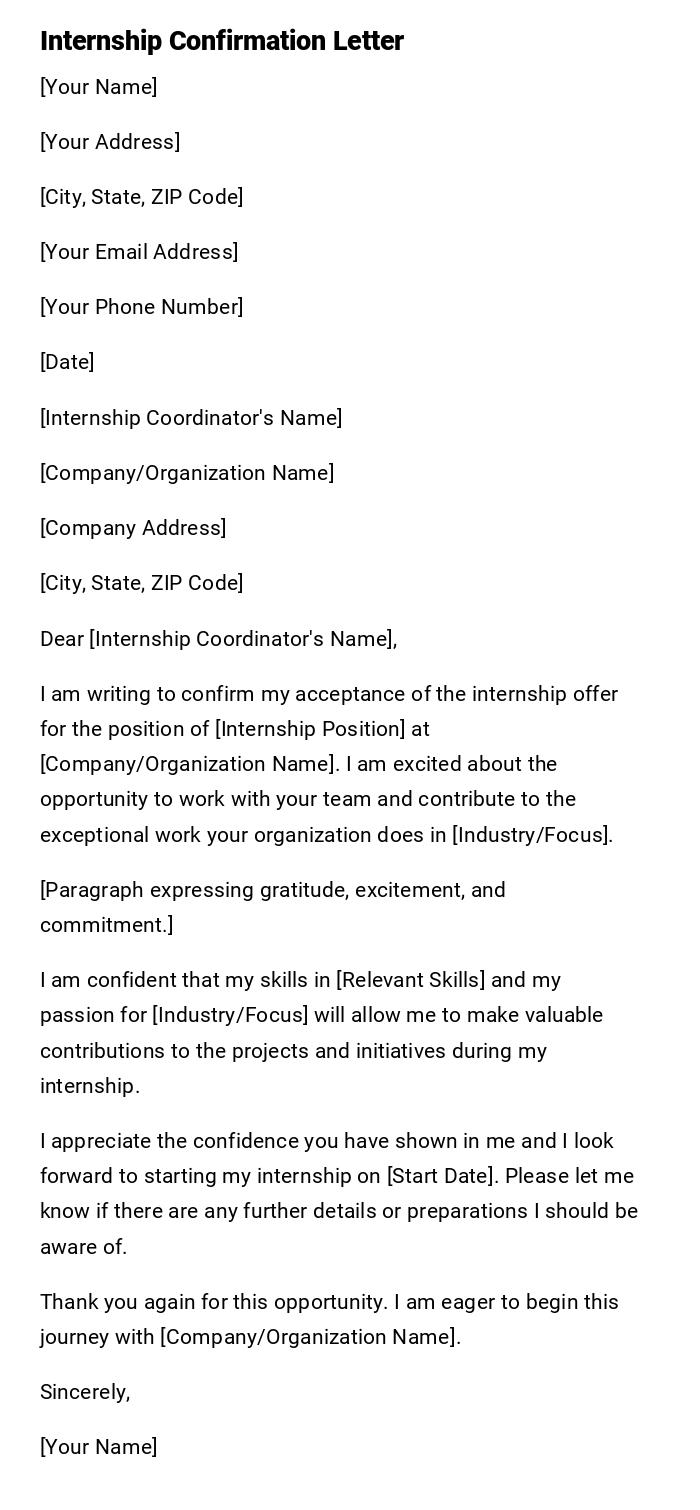 Internship Confirmation Letter