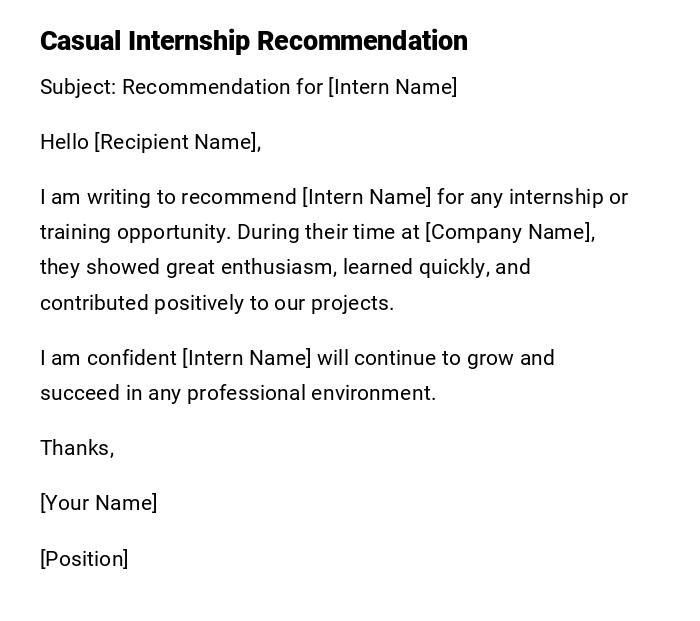 Casual Internship Recommendation Casual Internship Recommendation