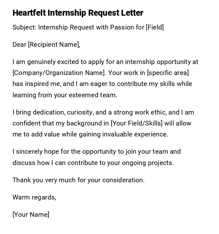 Heartfelt Internship Request Letter Heartfelt Internship Request Letter
