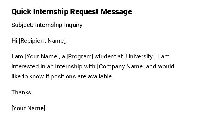 Quick Internship Request Message Quick Internship Request Message