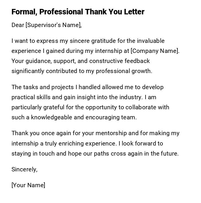 Formal, Professional Thank You Letter Formal, Professional Thank You Letter
