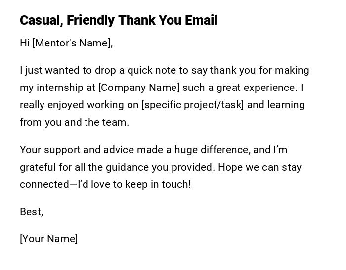 Casual, Friendly Thank You Email Casual, Friendly Thank You Email