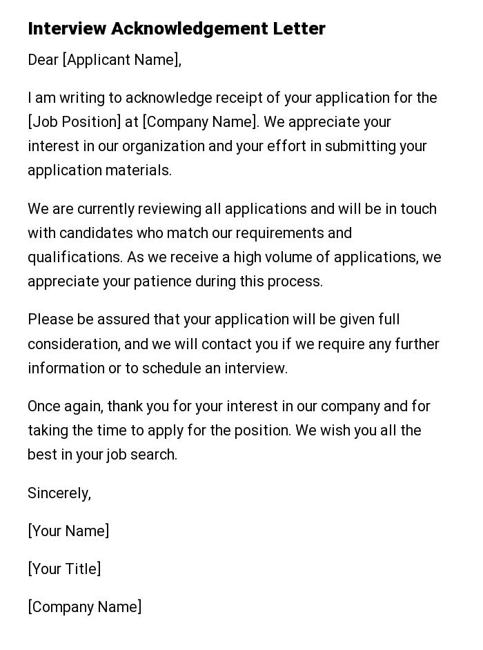 Interview Acknowledgement Letter