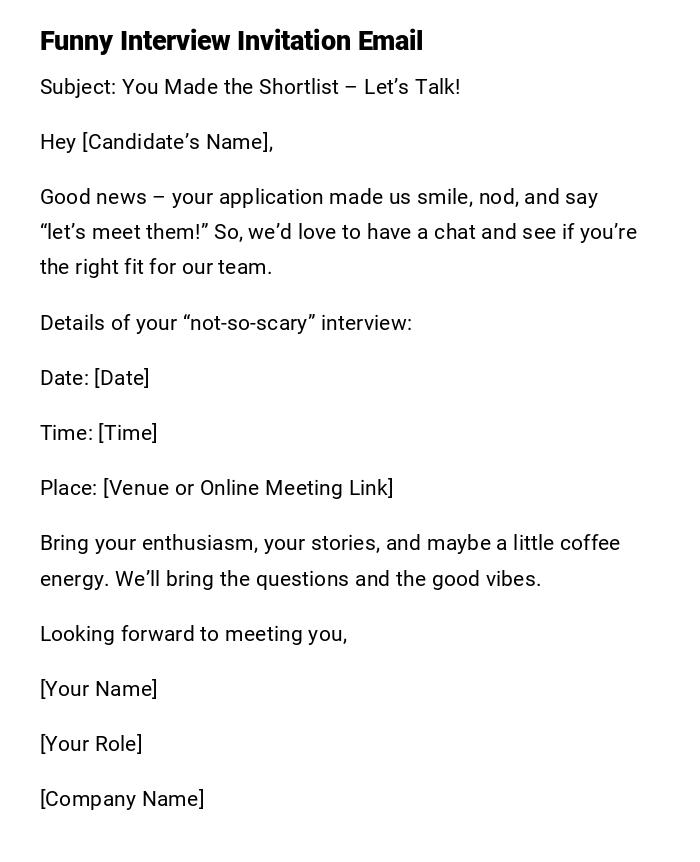 Funny Interview Invitation Email Funny Interview Invitation Email