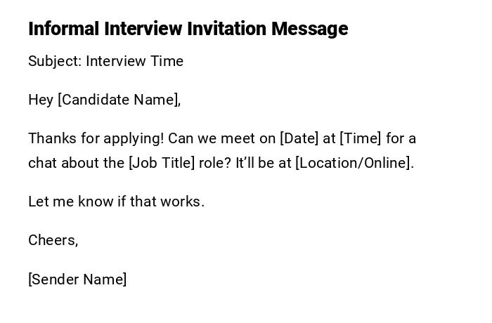 Informal Interview Invitation Message Informal Interview Invitation Message