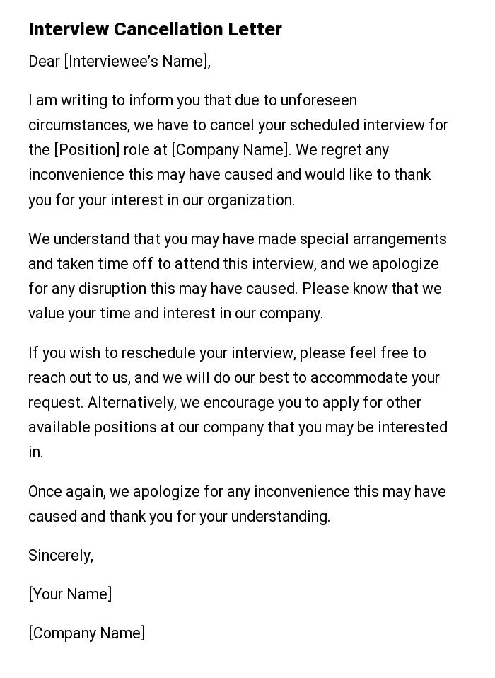 Interview Cancellation Letter