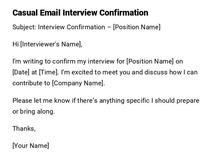 Casual Email Interview Confirmation