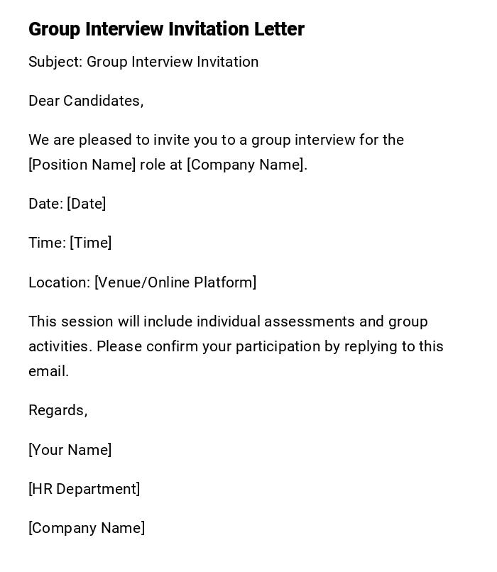 Group Interview Invitation Letter Group Interview Invitation Letter