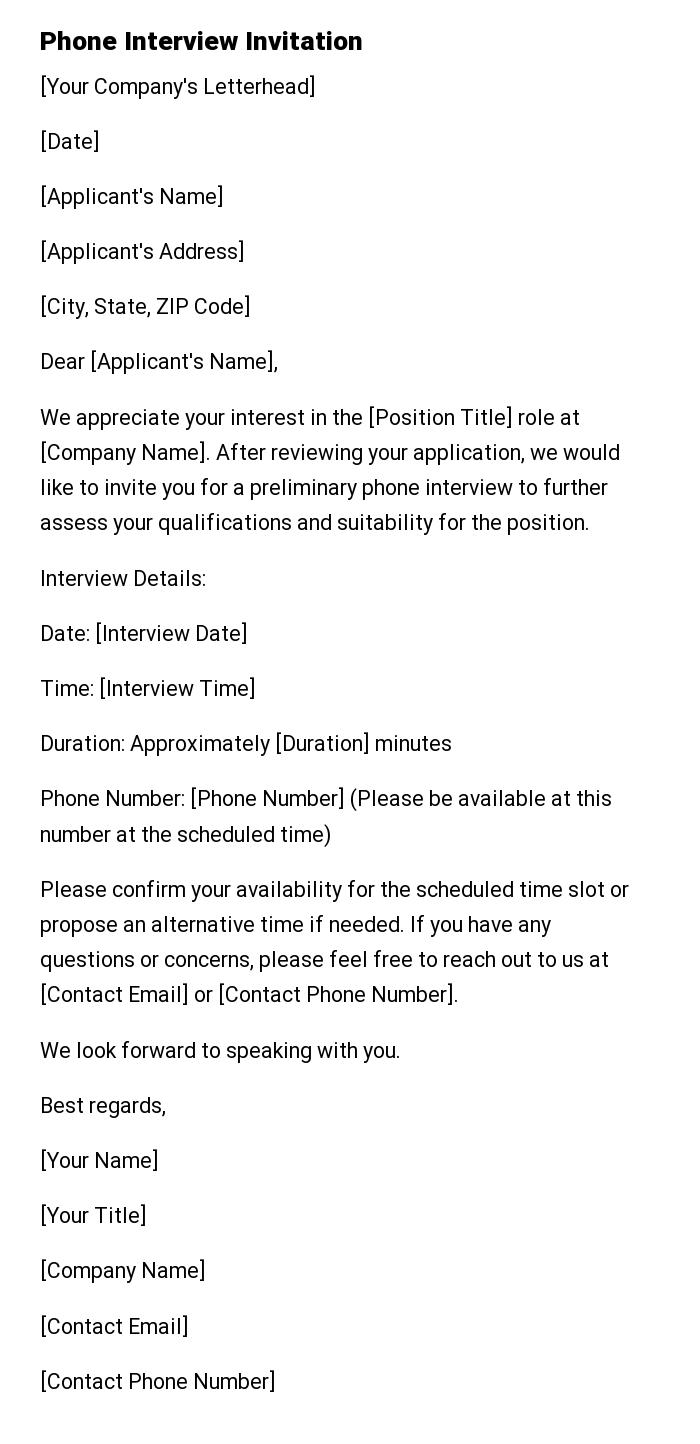 Phone Interview Invitation