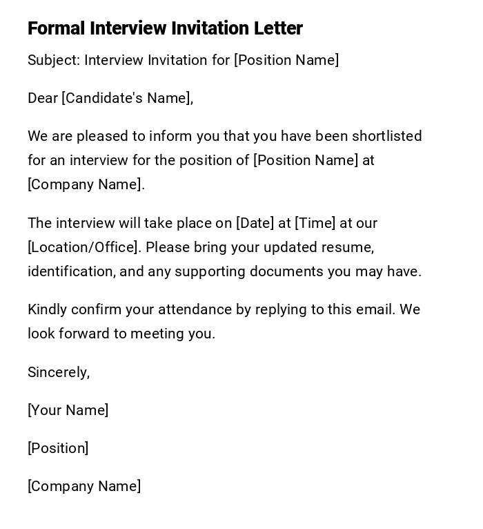 Formal Interview Invitation Letter Formal Interview Invitation Letter