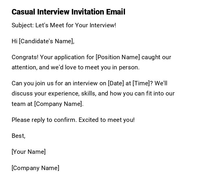Casual Interview Invitation Email Casual Interview Invitation Email