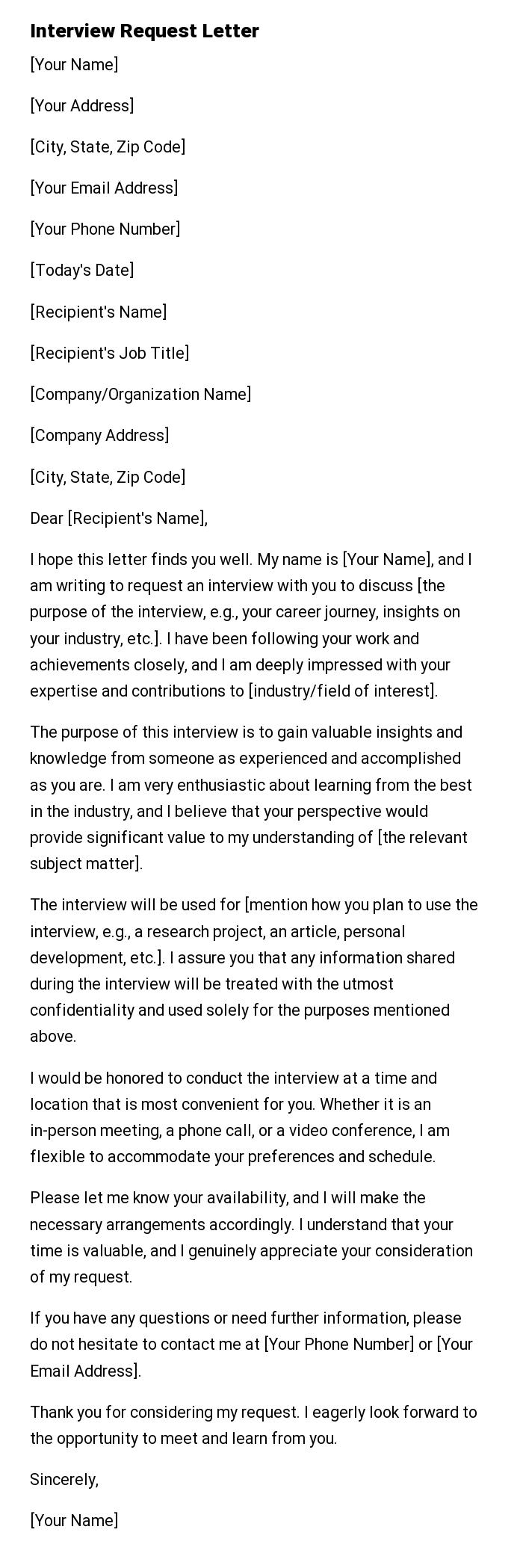 Interview Request Letter