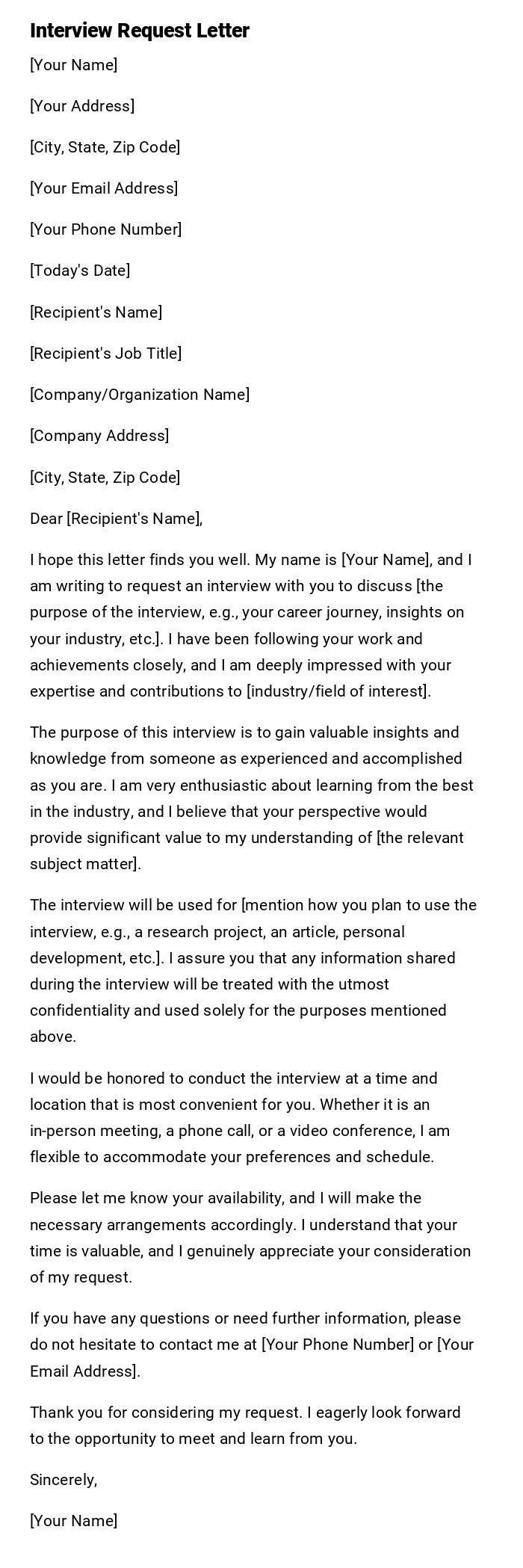 Interview Request Letter