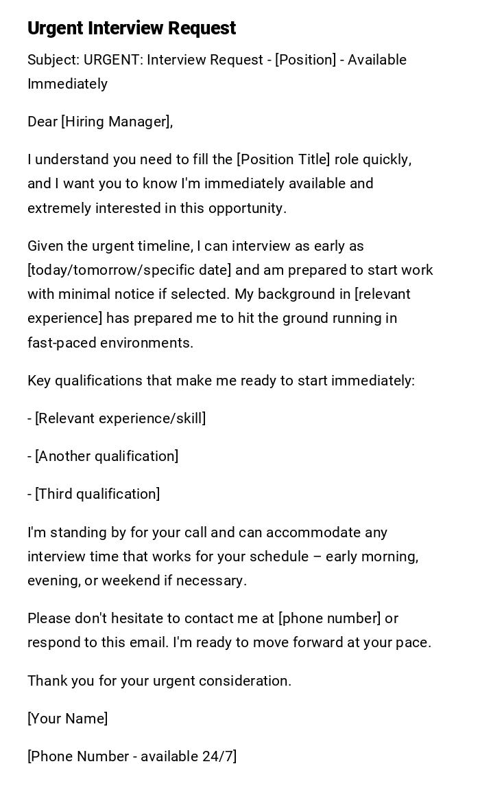 Urgent Interview Request Urgent Interview Request