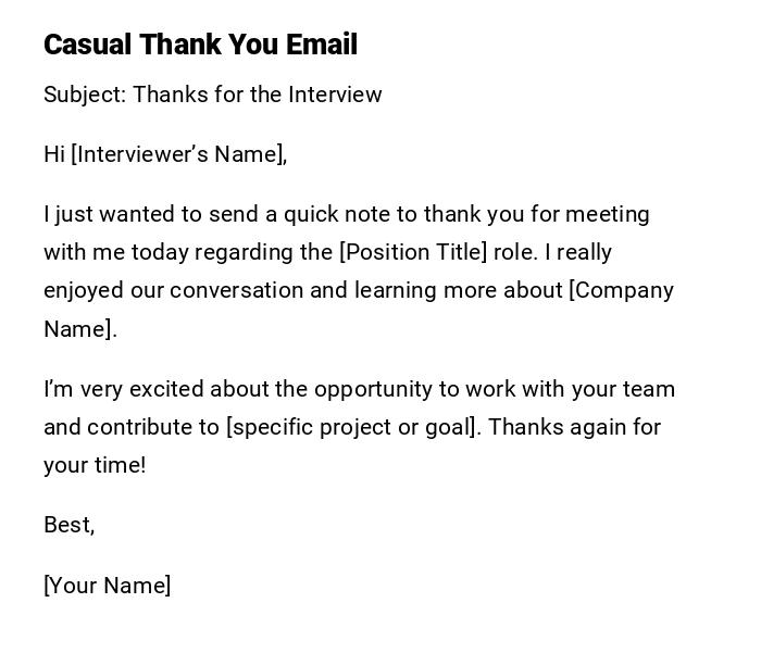 Casual Thank You Email Casual Thank You Email
