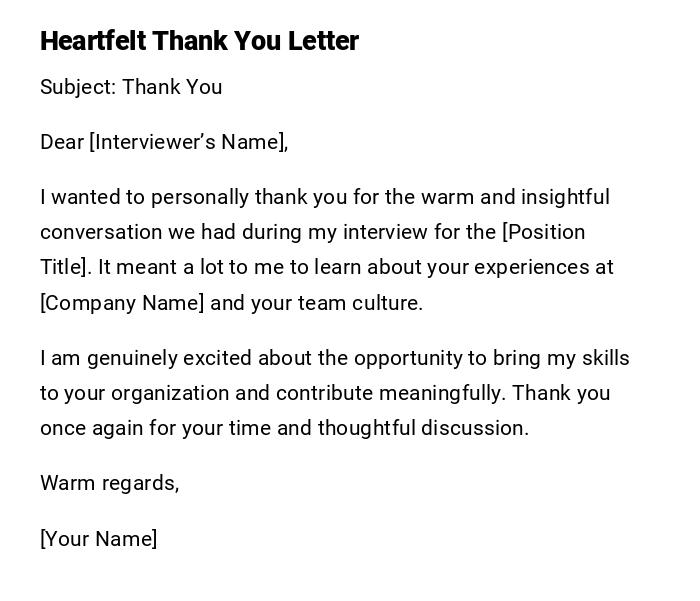 Heartfelt Thank You Letter Heartfelt Thank You Letter