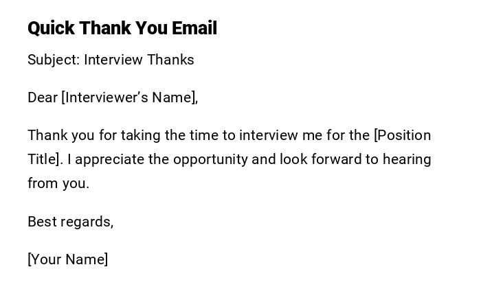 Quick Thank You Email Quick Thank You Email