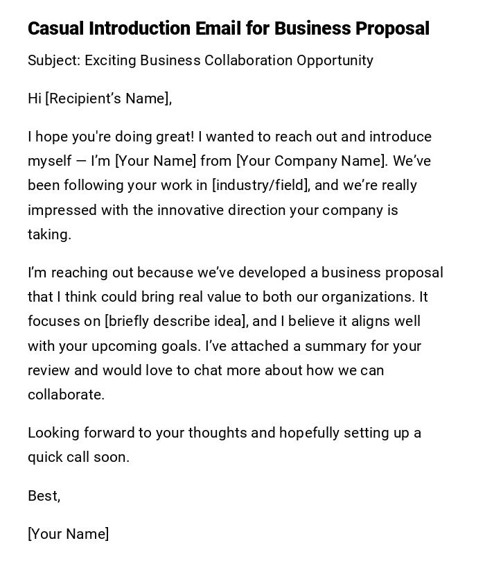 Casual Introduction Email for Business Proposal Casual Introduction Email for Business Proposal